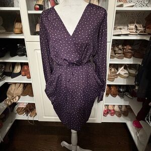 BCBG Open Back Eggplant Print Dress